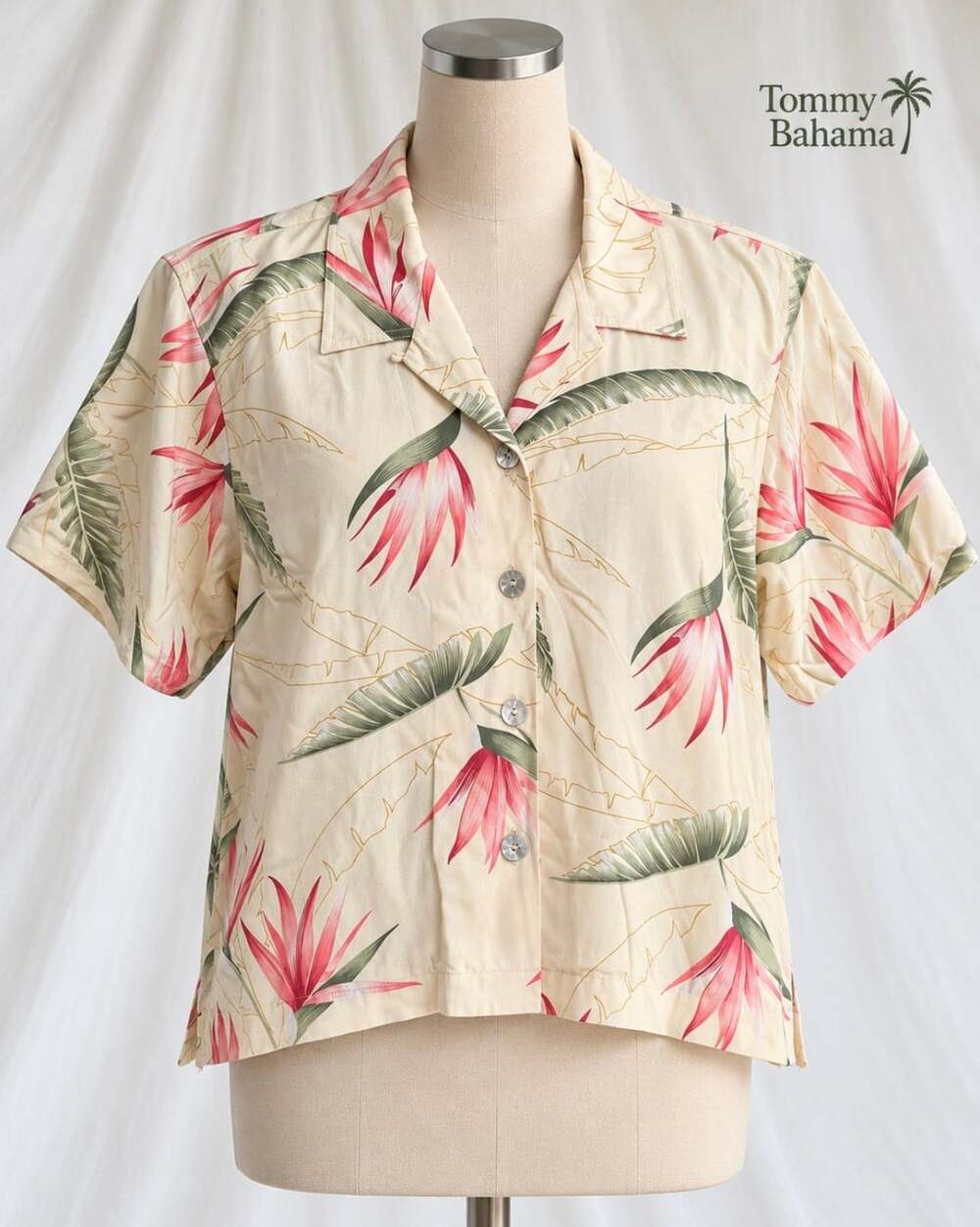 Tommy Bahama 100% Silk Bird of Paradise Floral Camp Shirt Women’s S